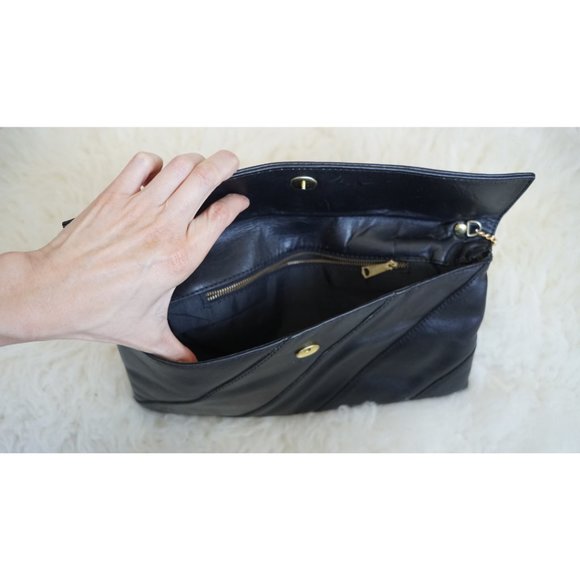 Vintage Black Leather Clutch - Picture 4 of 4